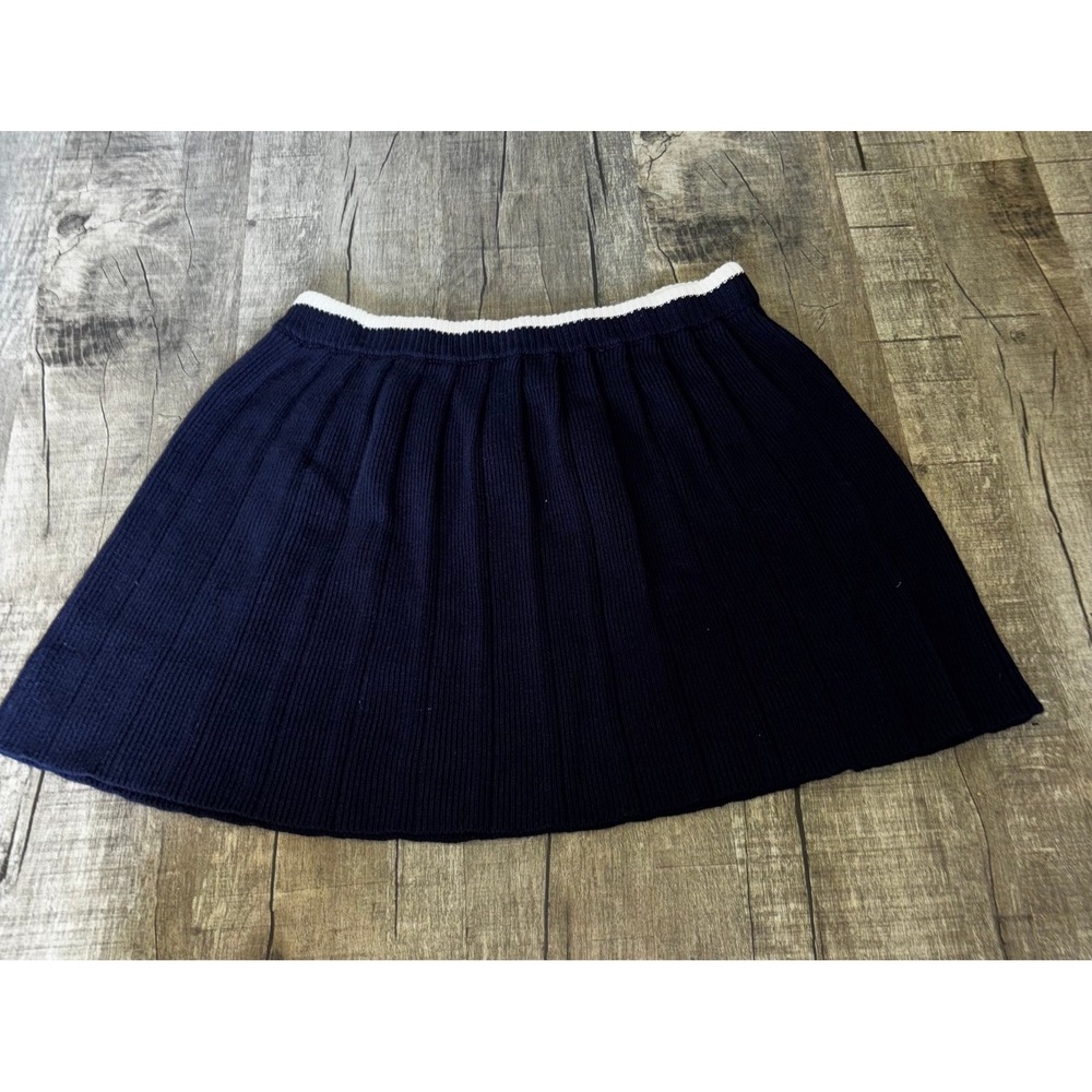 Freshman 1996 Navy‎ Blue Knit Pleated Mini Skirt White Tipped Waistband XL